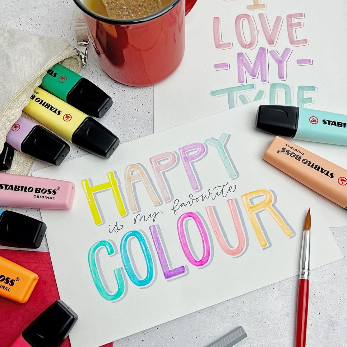 Marca-textos Boss Original Arty 2-5mm 23 Cores para Grifar, Lettering e Journaling - Stabilo