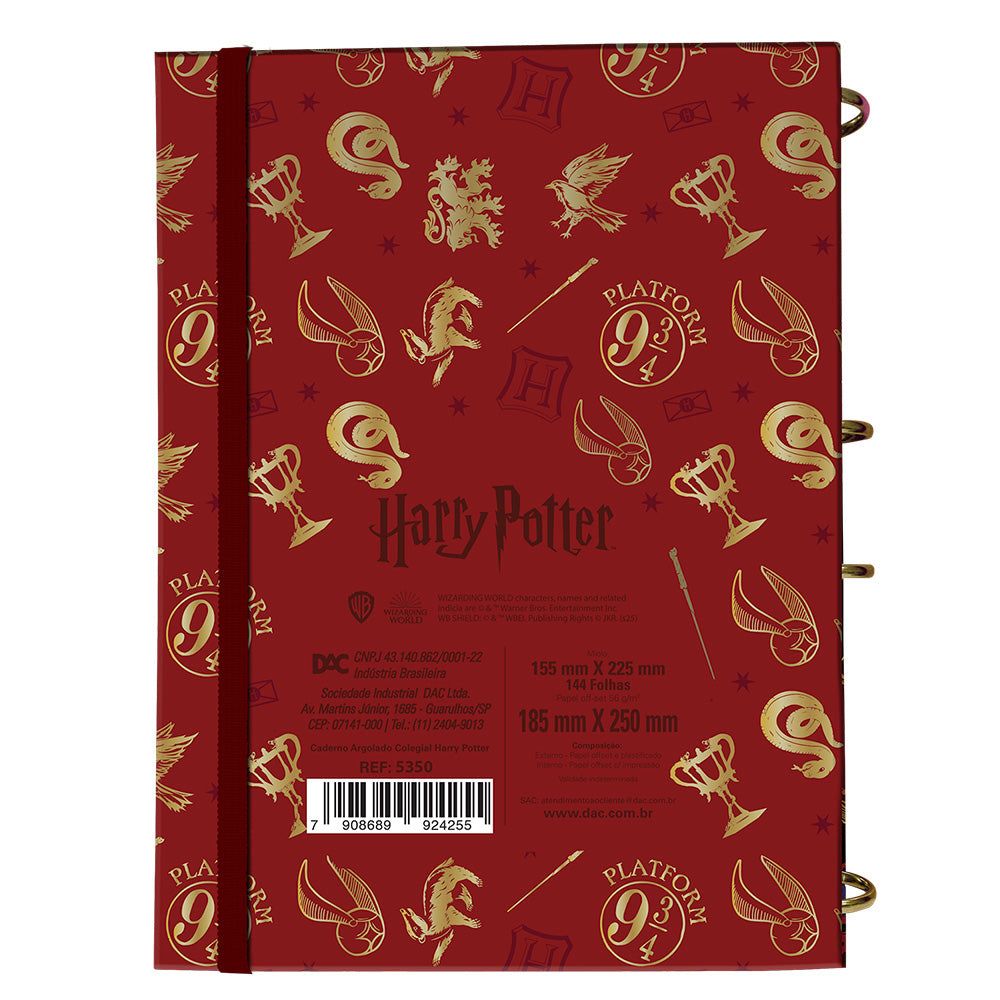 Fichário Colegial sem Capa com 144 Folhas Fechamento em Elástico - Harry Potter 18,5x25cm 56g/m² Dac - 5350