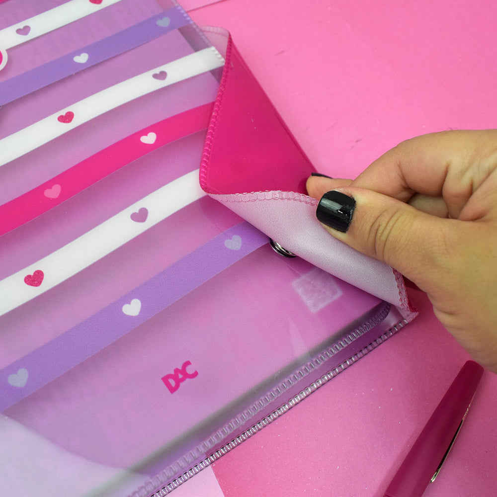 Fichário Universitário Pvc Cristal com 192 Folhas Fechamento em Botão - Rebecca Bonbon 15,5x22,5cm 56g/m² Dac - 5546