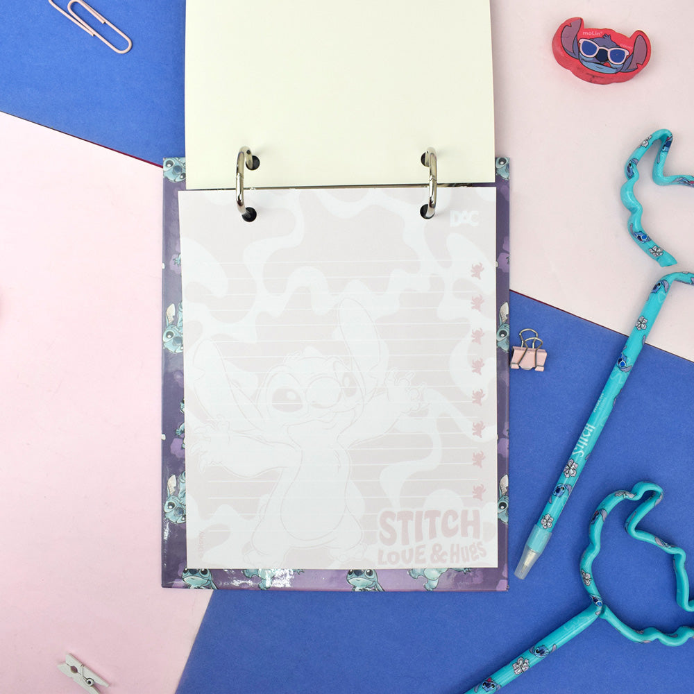 Mini Ficheiro Vertical com 80 Folhas 90g/m² Capa Pvc Cristal - Stitch 15,5x19cm Dac - 5381