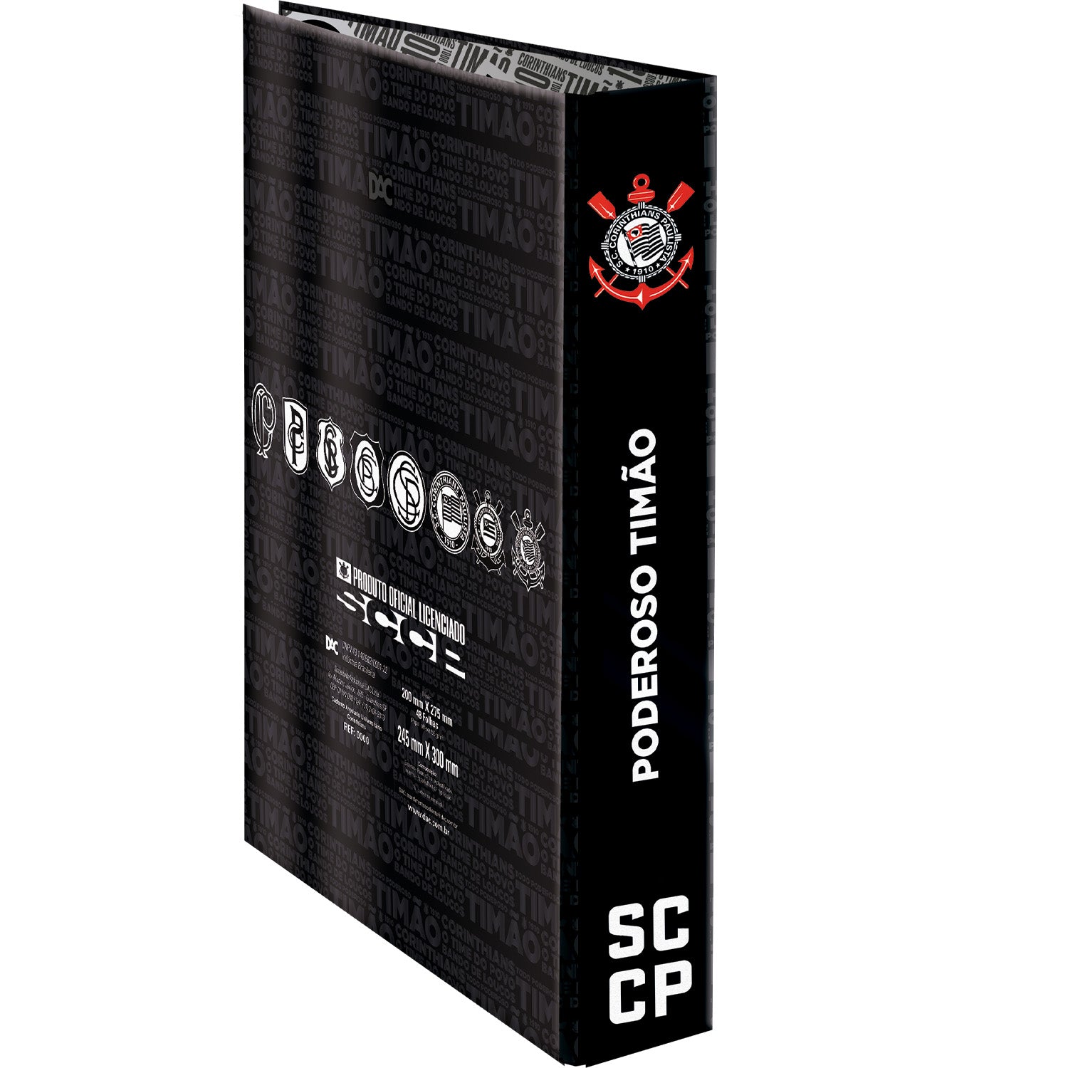 Fichário Universitário com 48 Folhas Fechamento em Elástico - Corinthians 24,5x30cm 56g/m² Dac - 5275