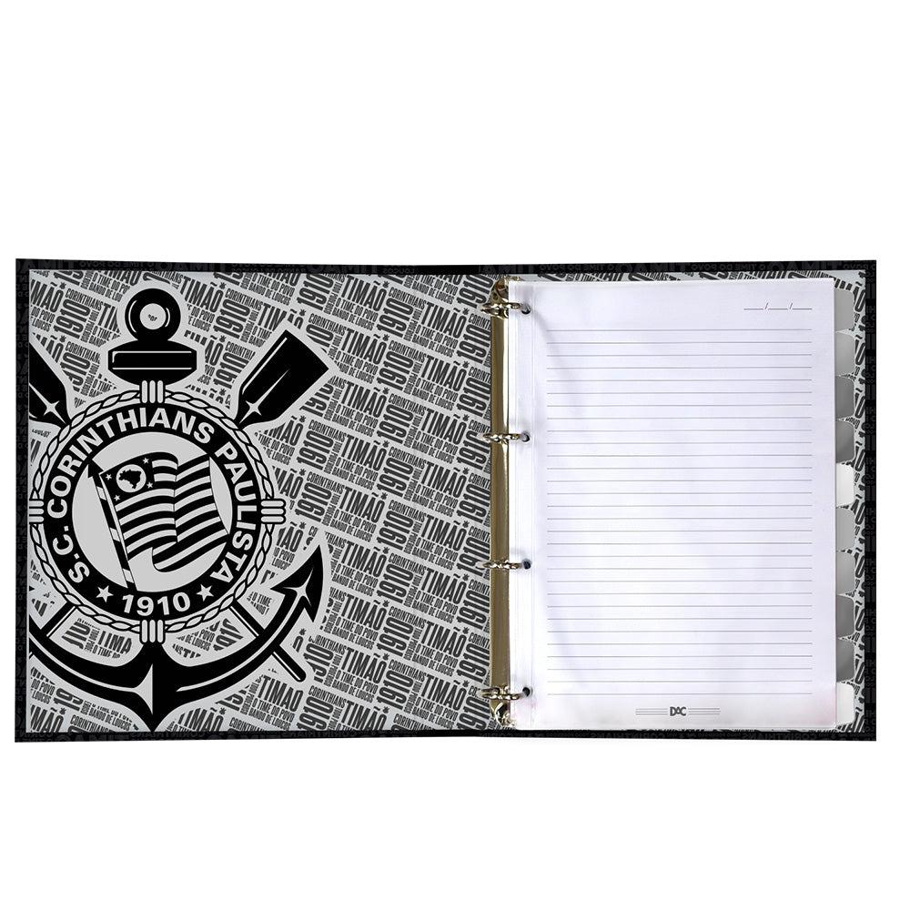 Fichário Universitário com 48 Folhas Fechamento em Elástico - Corinthians 24,5x30cm 56g/m² Dac - 5275