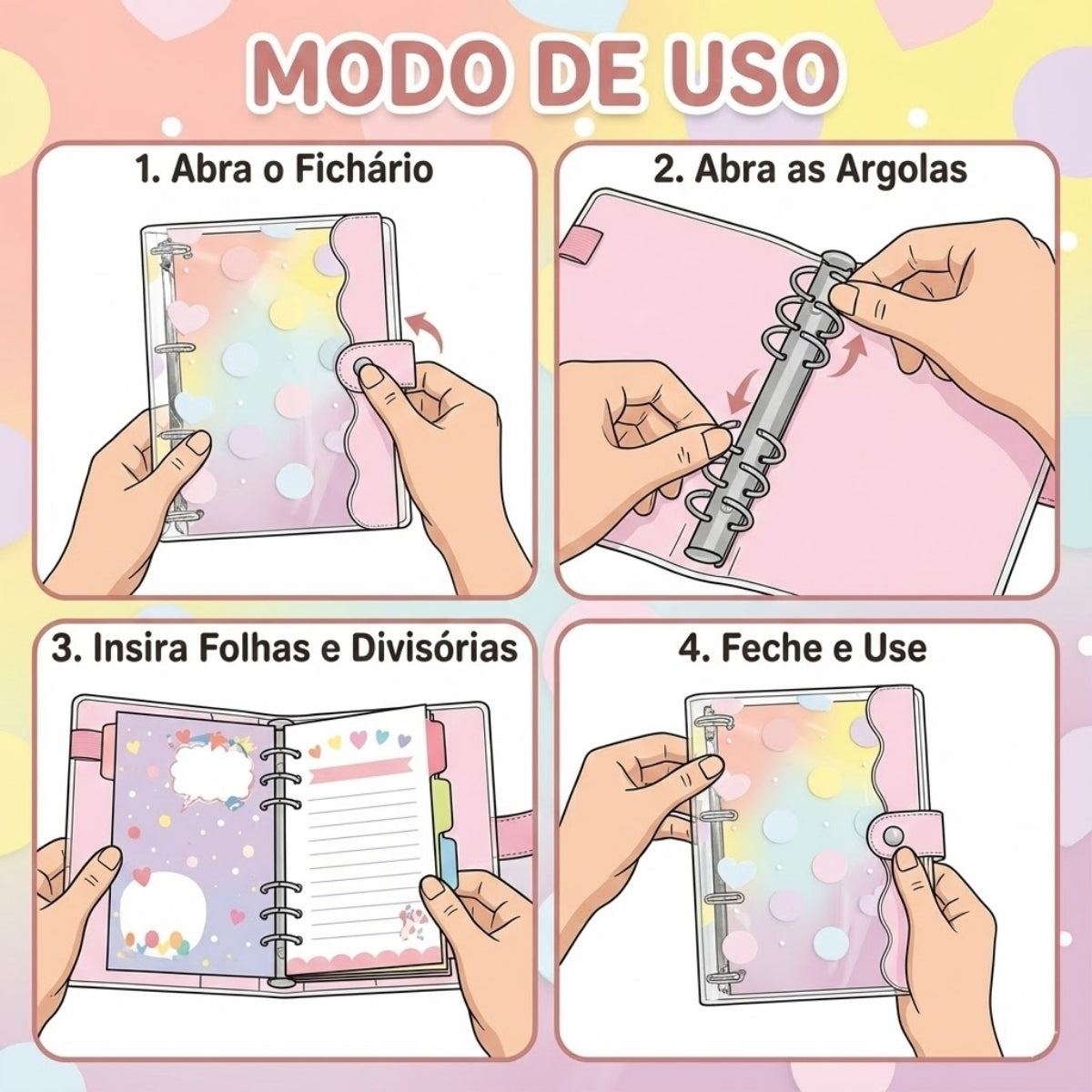 Fichário Universitário Pvc Cristal com 192 Folhas Fechamento em Botão - Enjoy 22,3x27,5cm 56g/m² Dac - 5284