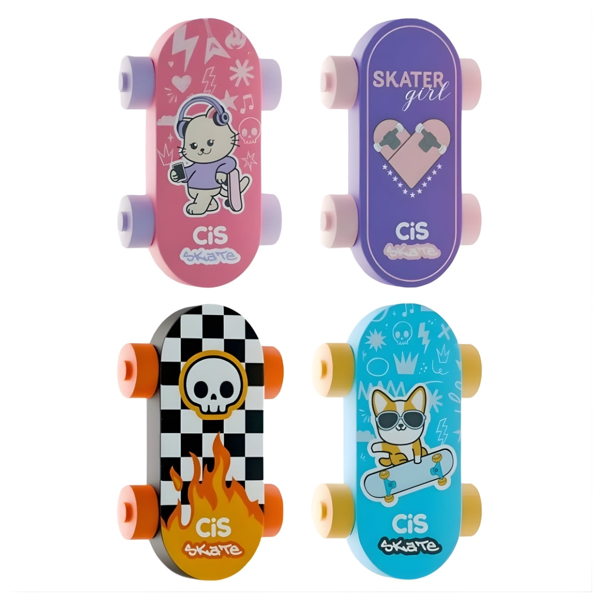 Borracha Escolar Skate - Cores Sortidas - Cis