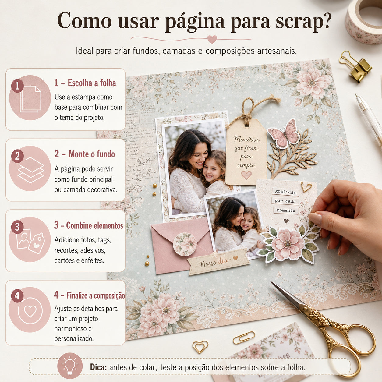 Scraps Essenciais Estampa Listrada Tricolor 30,5x30,5cm para Scrapbook e Papelaria Criativa Se-052 - Litoarte
