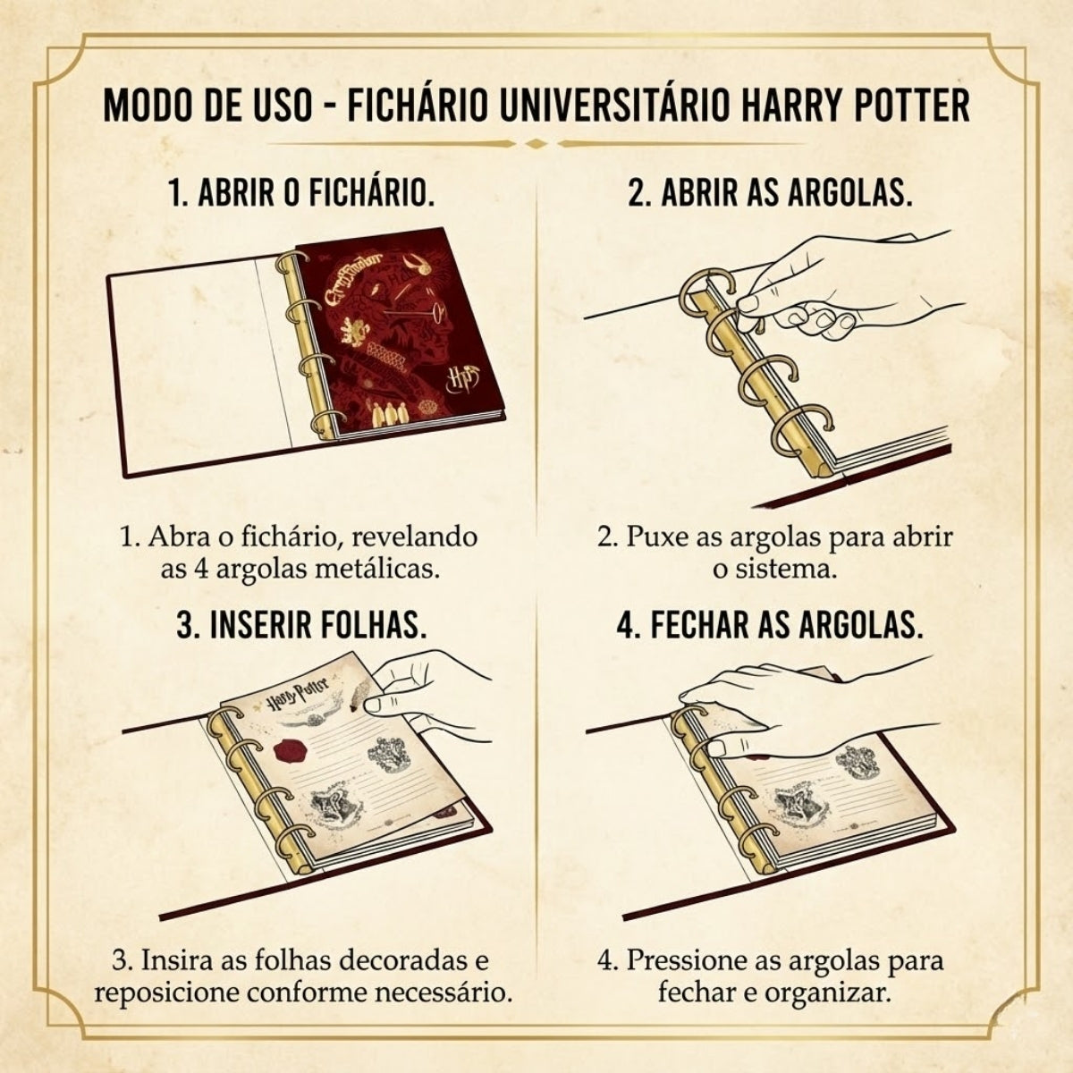 Caderno com Argolas Soltas Universitário - Harry Potter 20x27,5cm 90g/m² Dac - 5389