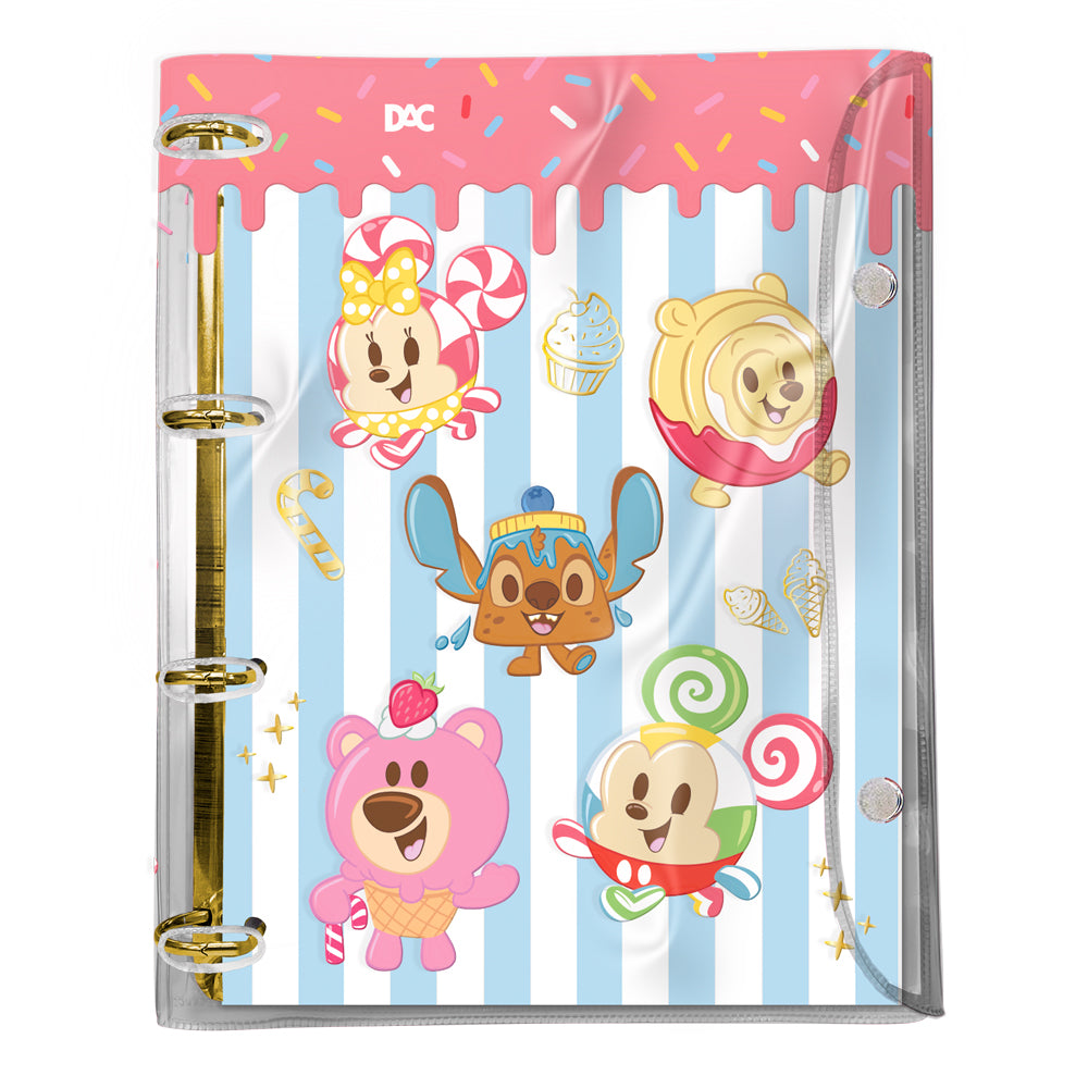 Fichário Universitário Pvc Cristal com 192 Folhas Fechamento em Botão - Munchlings 22,3x27,5cm 56g/m² Dac - 5587