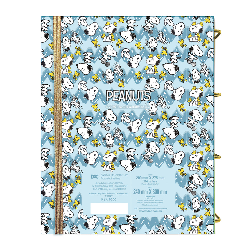 Fichário Universitário sem Capa com 144 Folhas Fechamento em Elástico - Snoopy 24x30cm 56g/m² Dac - 5555