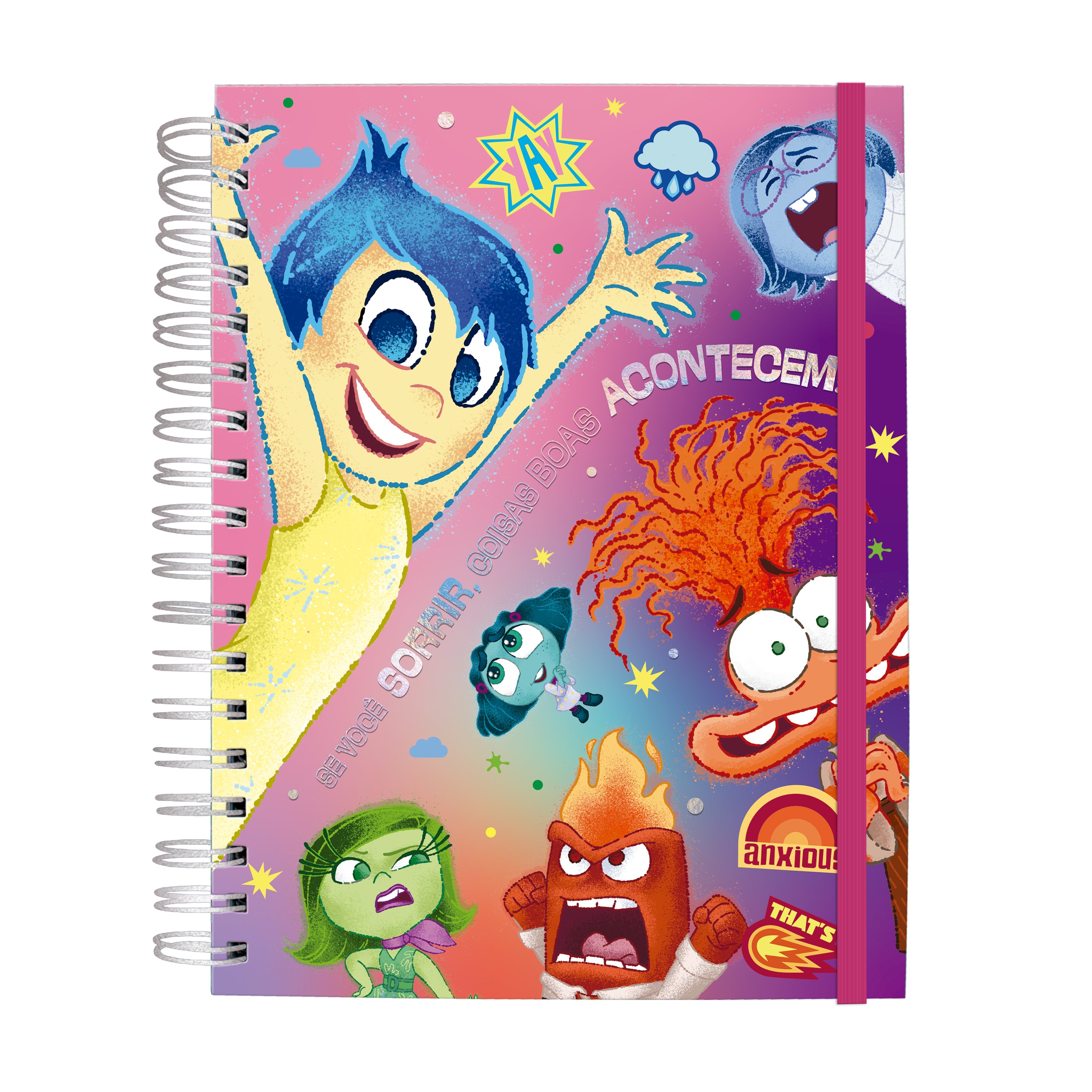 Caderno Smart Colegial com 80 Folhas 90g/m² Fechamento em Elástico - Divertidamente 17,7x24cm Dac - 5480