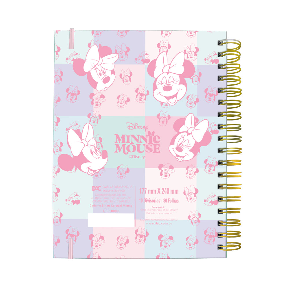 Caderno Smart Colegial com 80 Folhas 90g/m² Fechamento em Elástico - Minnie 17,7x24cm Dac - 5525