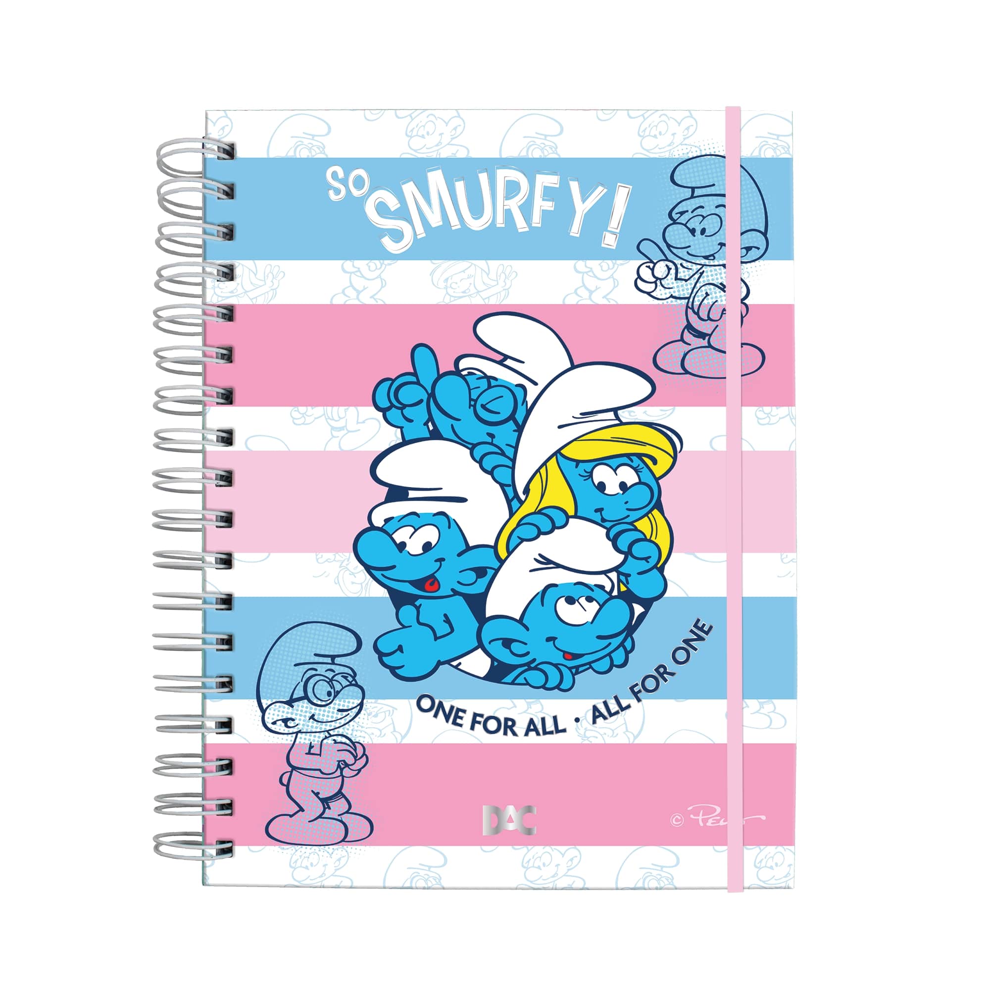 Caderno Smart Colegial com 80 Folhas 90g/m² Fechamento em Elástico - Smurfs 17,7x24cm Dac - 5311