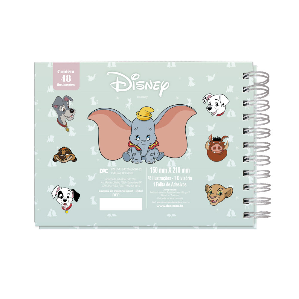 Caderno de Desenho Smart com 30 Adesivos e 48 Folhas para Colorir - Disney Classics 21x15cm 180g/m² Dac - 5411