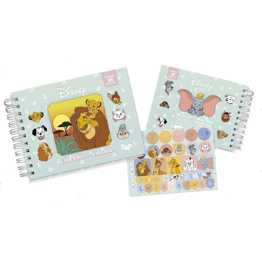 Caderno de Desenho Smart com 30 Adesivos e 48 Folhas para Colorir - Disney Classics 21x15cm 180g/m² Dac - 5411