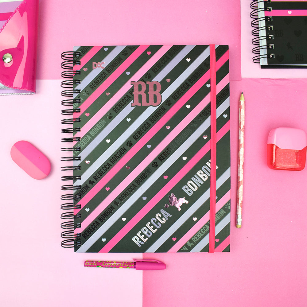 Caderno Smart Universitário com 140 Folhas 90g/m² e 15 Divisórias Fechamento em Elástico - Rebecca Bonbon 20x27,5cm Dac - 5545