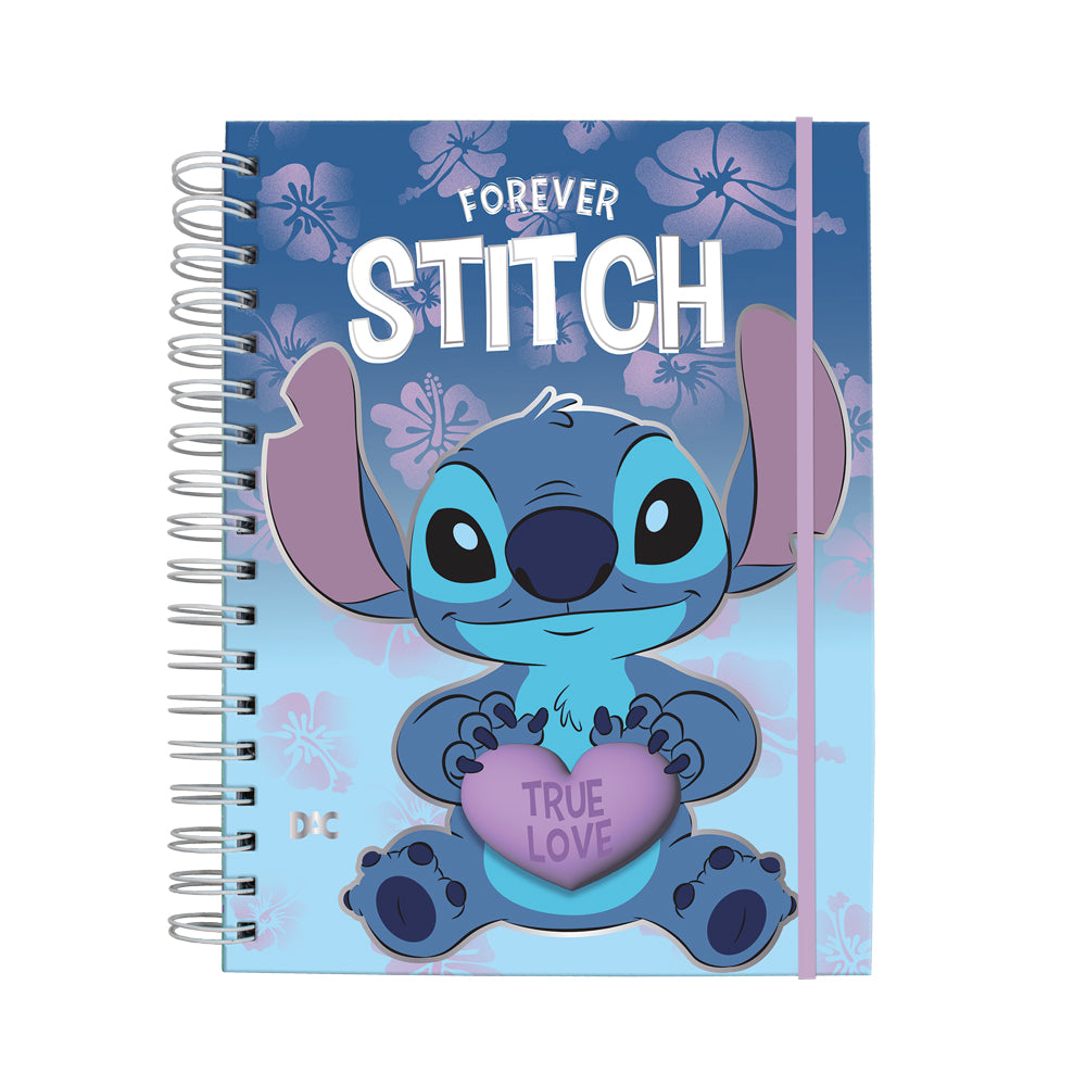 Caderno Smart Universitário com 80 Folhas 90g/m² Fechamento em Elástico - Stitch 20x27,5cm Dac - 5572