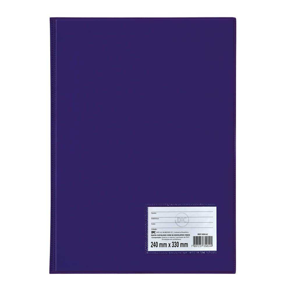 Pasta Catálogo 4 Colchetes com Visor com 50 Envelopes Finos 1090az 24x33cm Dac - 1090az
