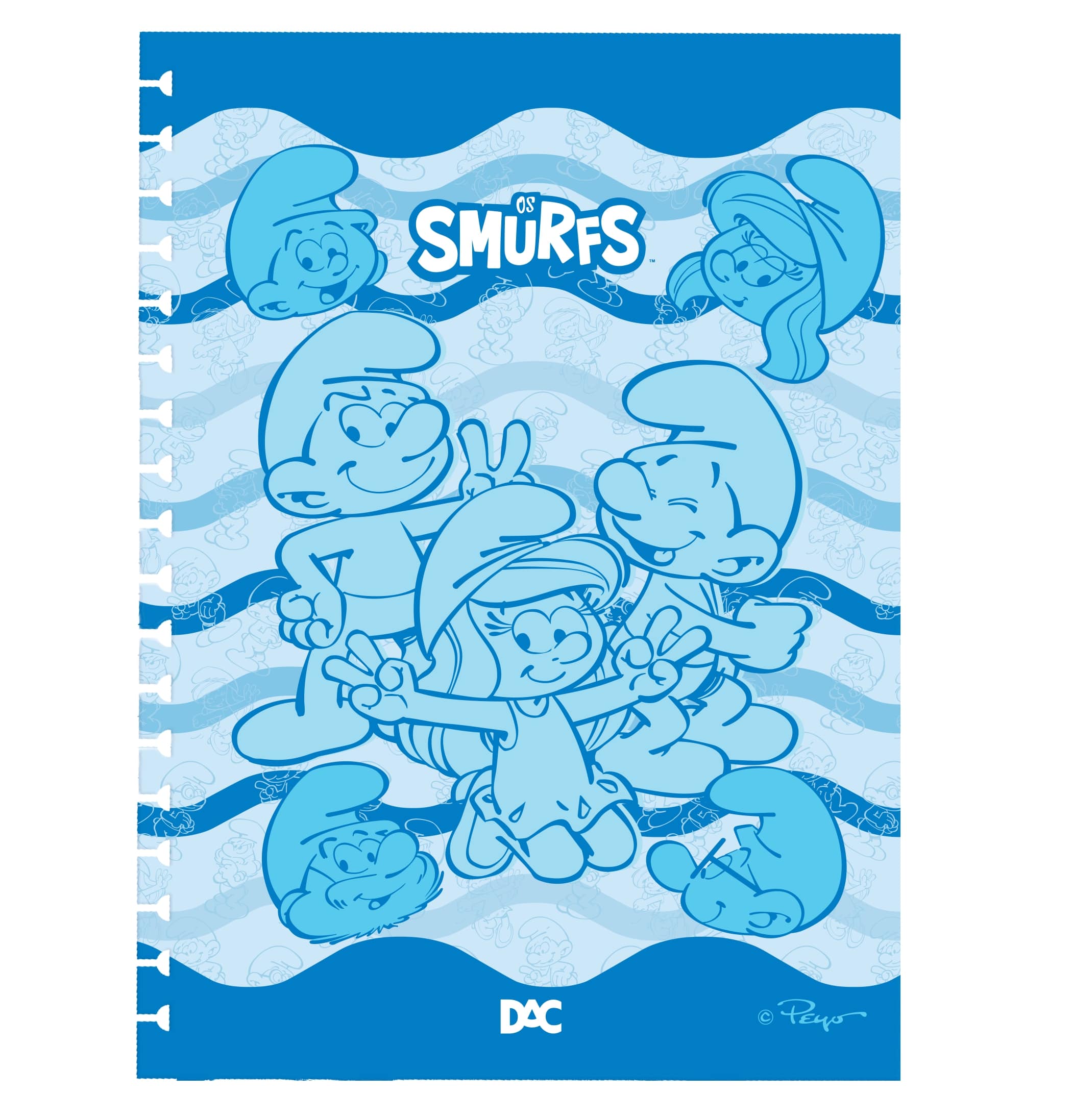 Caderno Smart Universitário com 80 Folhas 90g/m² Fechamento em Elástico - Smurfs 20x27,5cm Dac - 5312