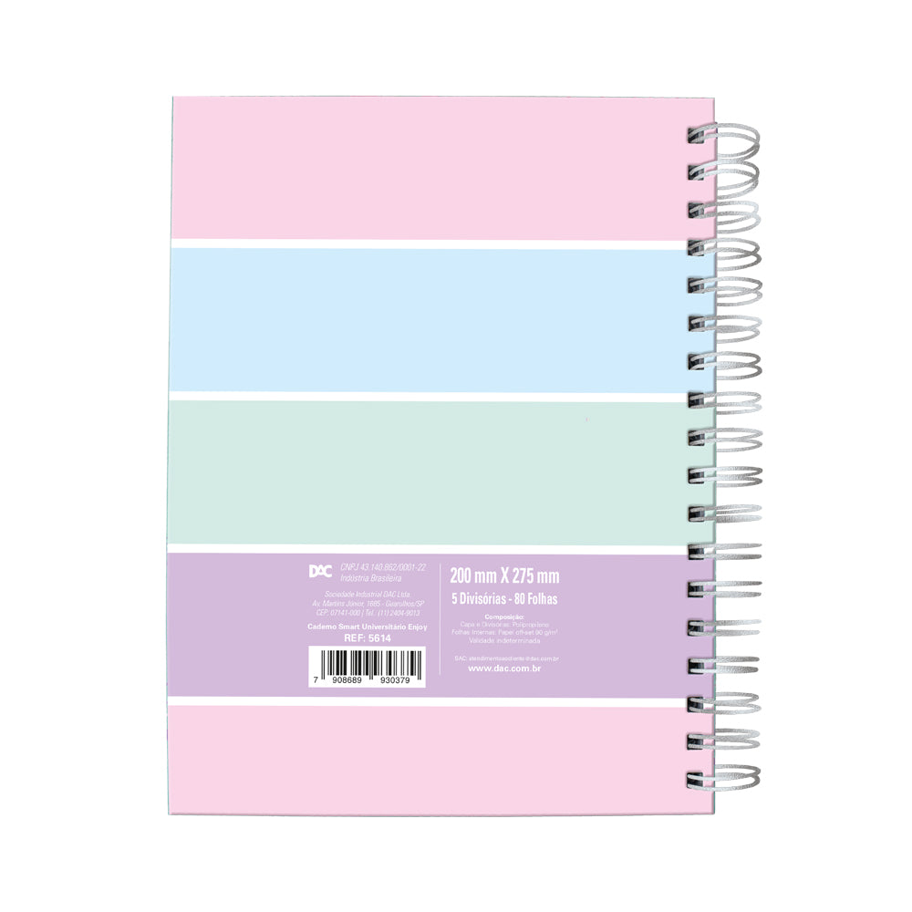 Caderno Smart Universitário com 80 Folhas 90g/m² Fechamento em Elástico - Enjoy 20x27,5cm Dac - 5614