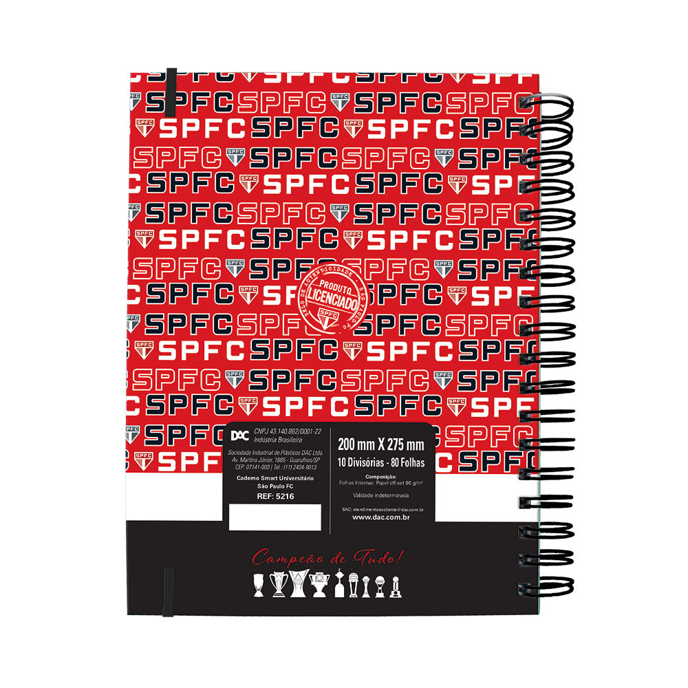Caderno Smart Universitário com 80 Folhas 90g/m² Fechamento em Elástico - São Paulo Fc 20x27,5cm Dac - 5216