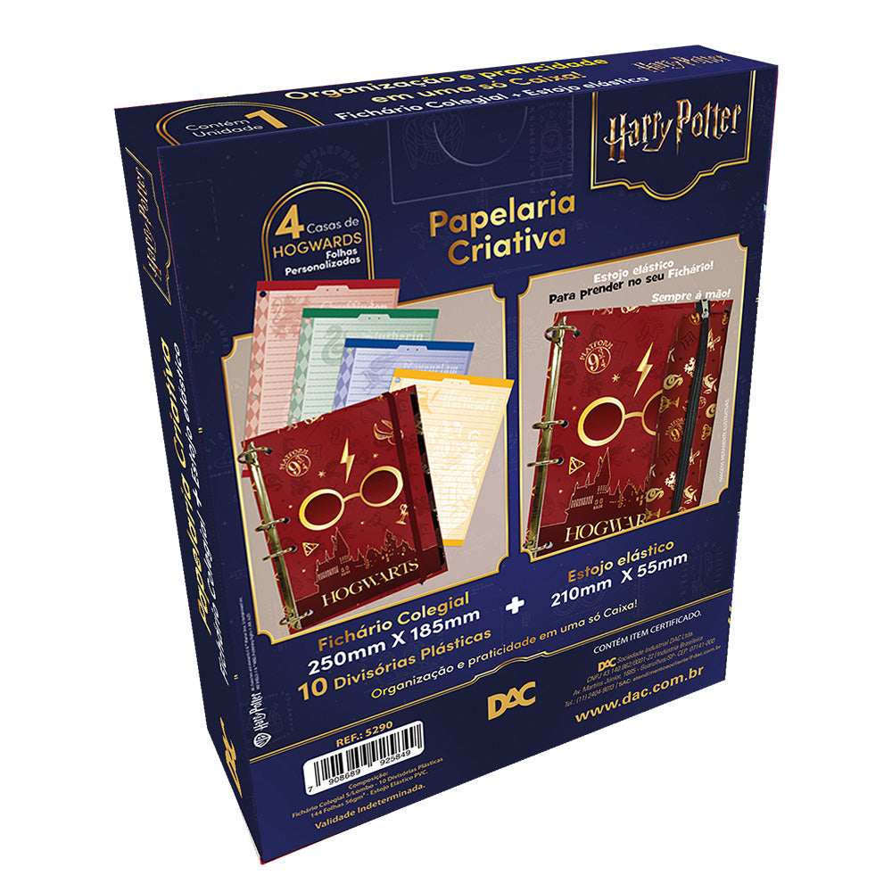 Caixa Criativa Fichário Colegial + Estojo - Harry Potter 25x18,5cm 56g/m² Dac - 5290