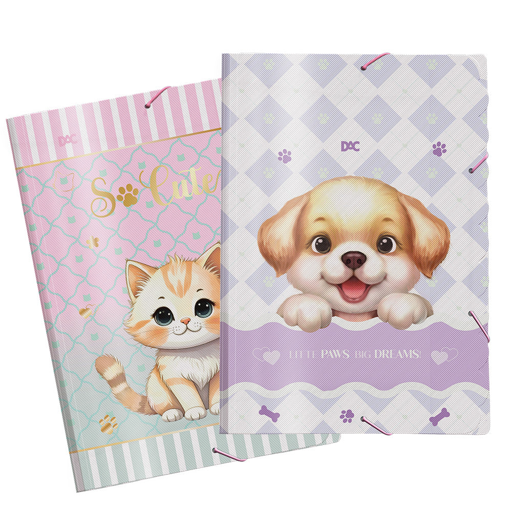 Pasta Aba Elástica Ofício sem Lombo - So Cute Cat Dac 33,2x23,2cm Dac - 5489