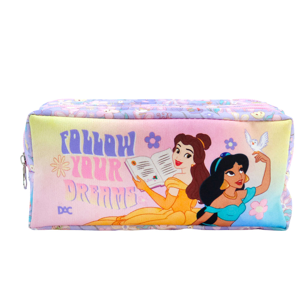 Estojo Triplo com 3 Zíperes em Tecido - Princesas 19,5x11,5cm Dac - 5453