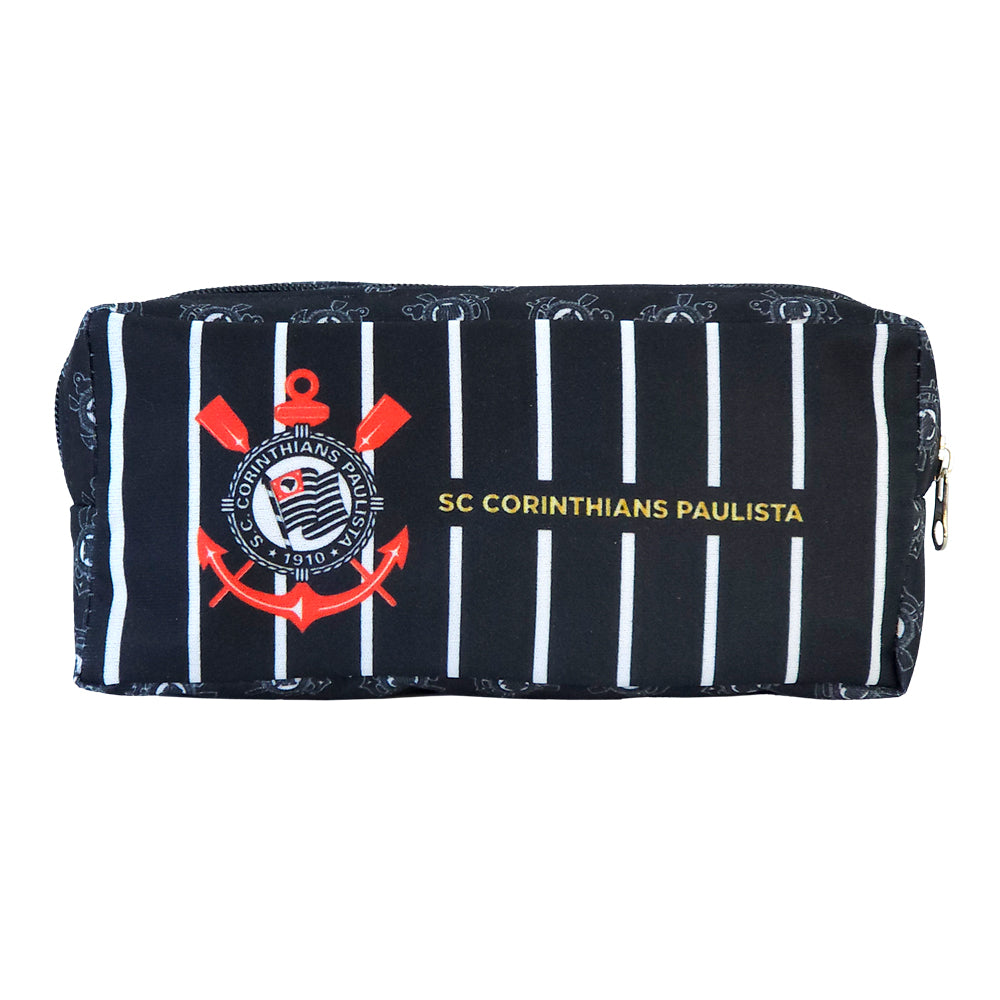 Estojo Duplo com 2 Zíperes em Tecido - Corinthians 19,5x8,7cm Dac - 5472