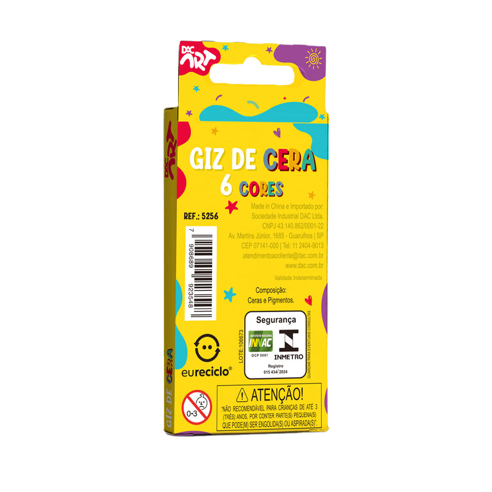 Giz de Cera com 6 Cores Dac - 5256