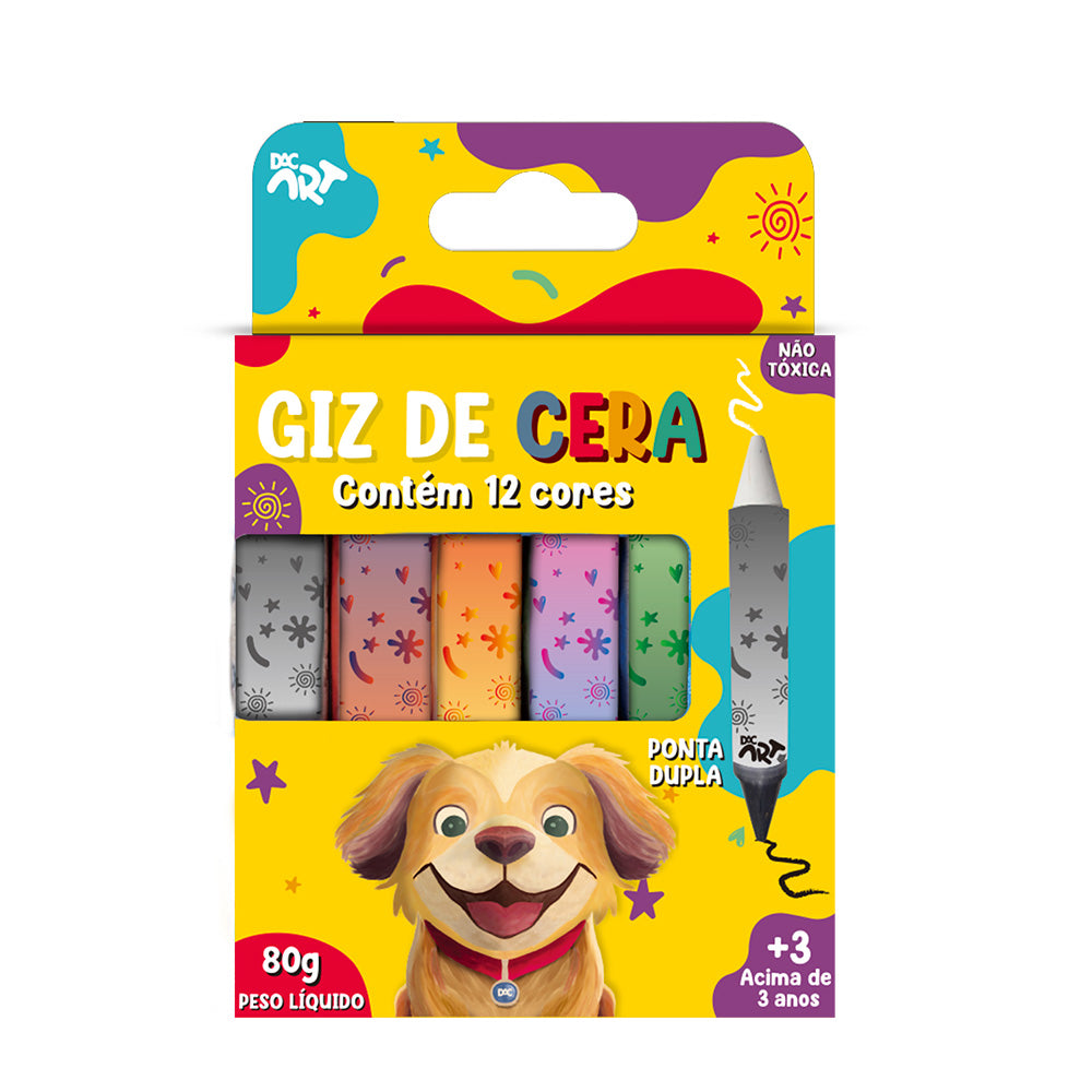Giz de Cera Ponta Dupla com 12 Cores Dac - 5250