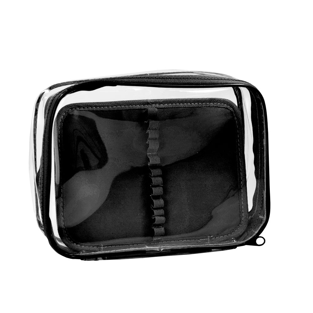 Estojo Baú Gg Pvc Cristal com Divisória Preto 22,5x16cm Dac - 4686