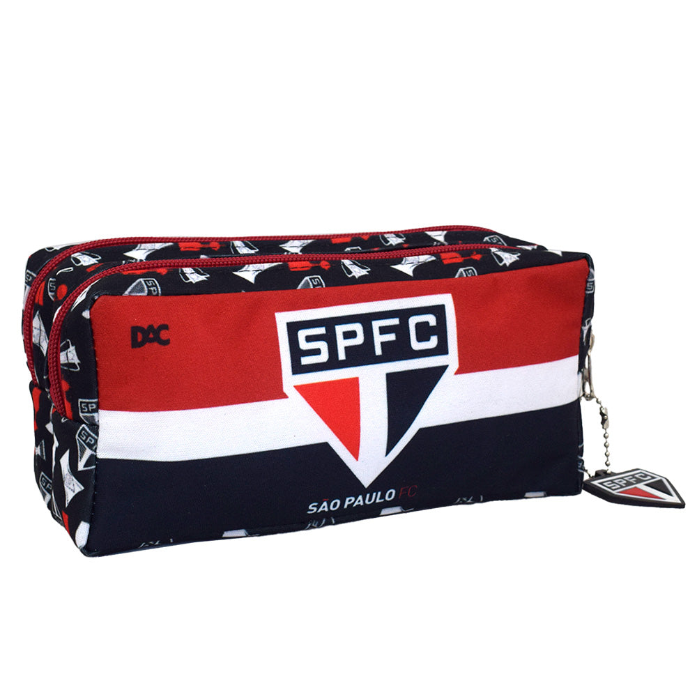 Estojo Duplo com 2 Zíperes em Tecido - São Paulo Fc 19,5x8,7cm Dac - 5226
