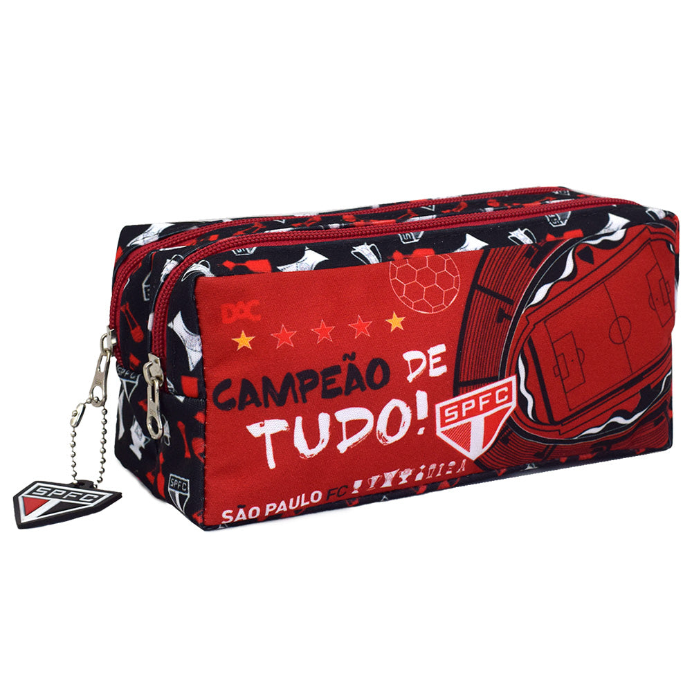 Estojo Duplo com 2 Zíperes em Tecido - São Paulo Fc 19,5x8,7cm Dac - 5226