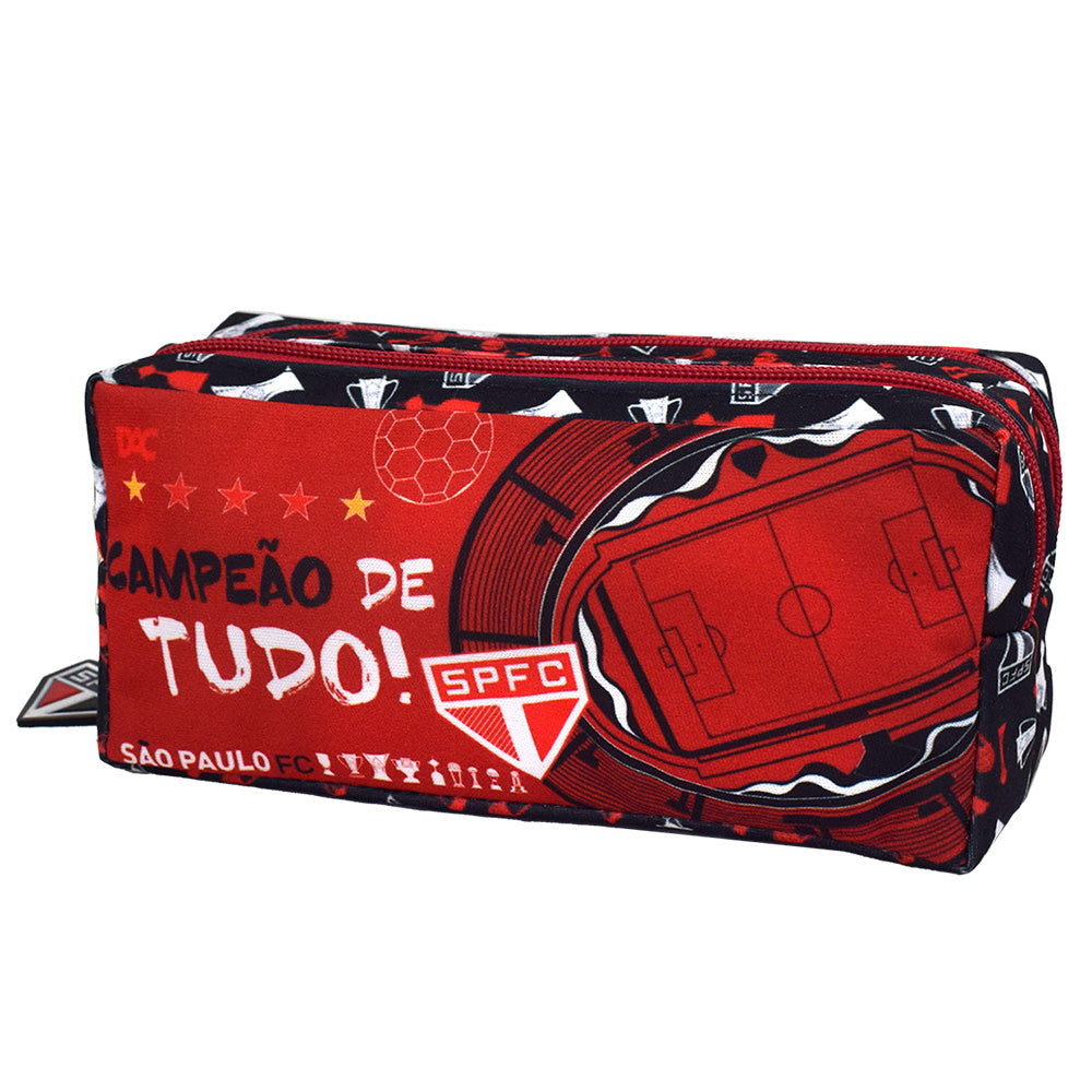 Estojo Duplo com 2 Zíperes em Tecido - São Paulo Fc 19,5x8,7cm Dac - 5226