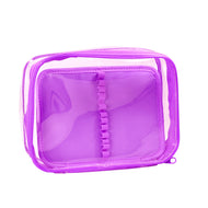 Estojo Baú Gg Pvc Cristal com Divisória Roxo 22,5x16cm Dac - 4684