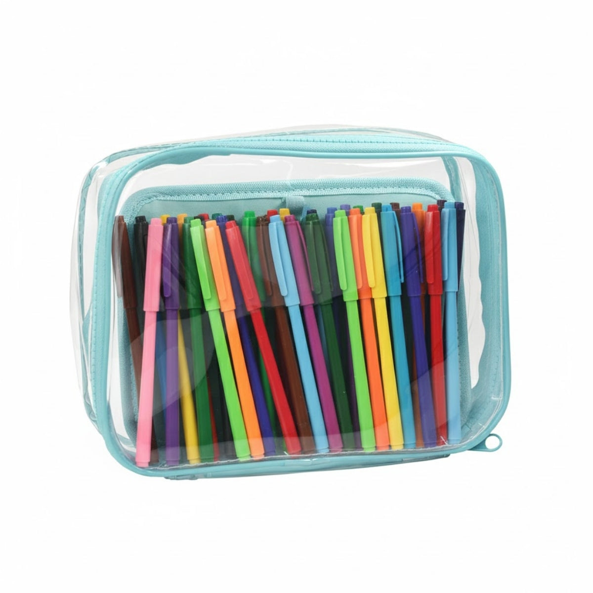 Estojo Baú Gg Pvc Cristal com Divisória Verde 22,5x16cm Dac - 4685