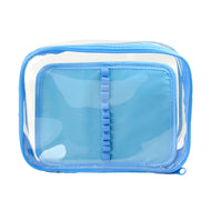 Estojo Baú Gg Pvc Cristal com Divisória Azul 22,5x16cm Dac - 4683
