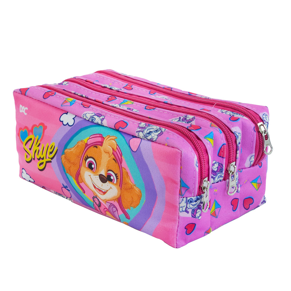 Estojo Triplo com 3 Zíperes em Tecido - Patrulha Canina Fem 19,5x11,5cm Dac - 5440