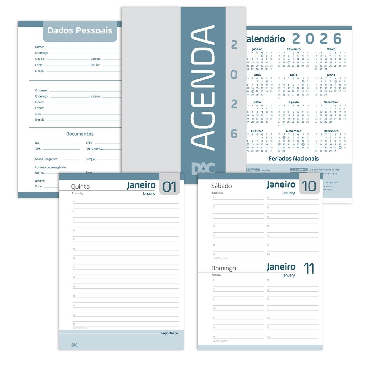 Agenda 2026 com 336 Páginas e Fita Marca Página - Mickey A6 10,2x13,9cm 60g/m² Dac - 5359