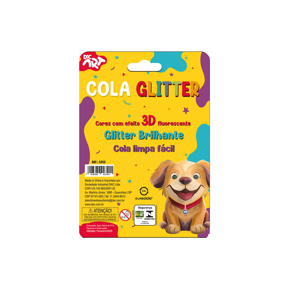 Cola Glitter Brilho com 6 Cores Dac - 5252