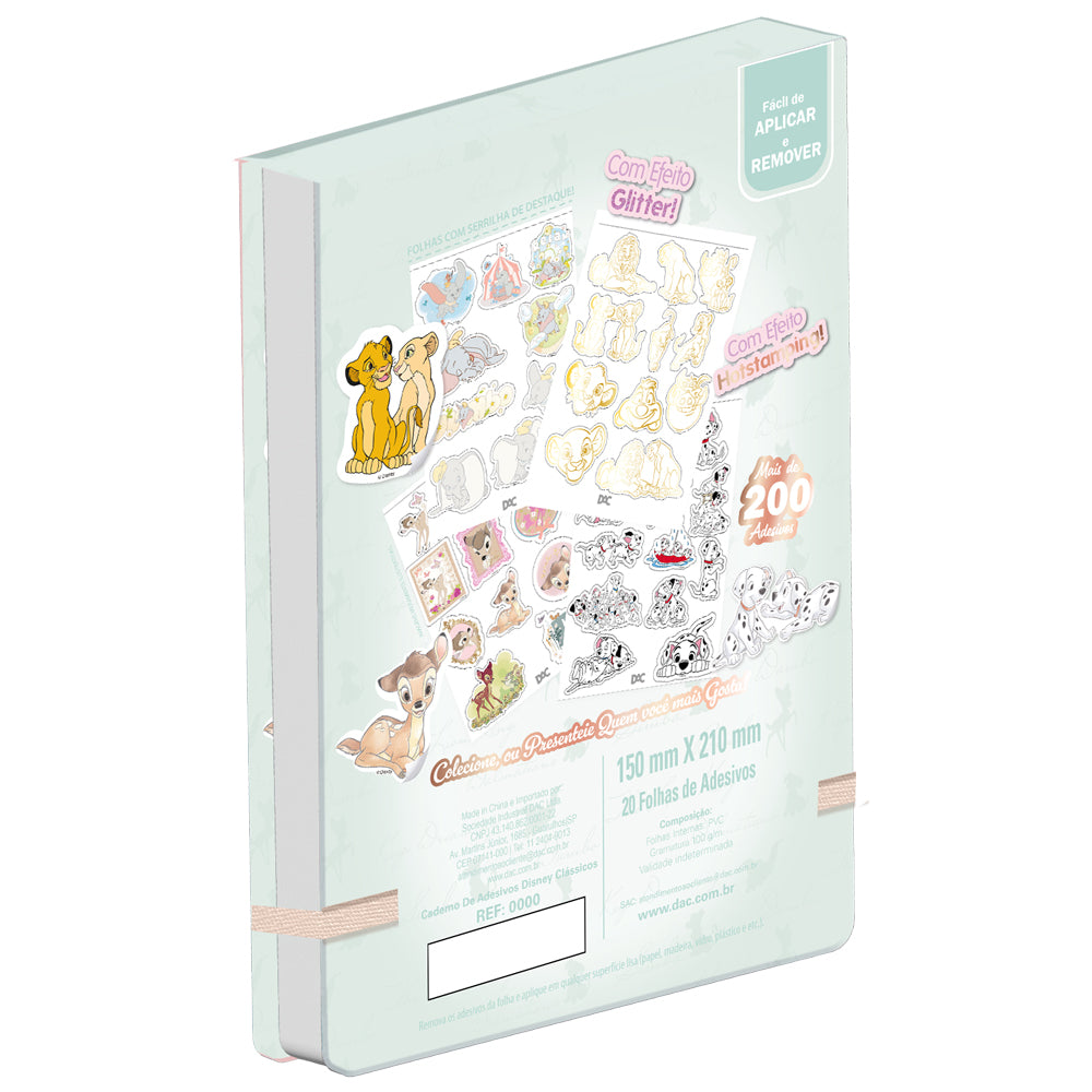 Caderno de Adesivos com 20 Folhas e 200 Adesivos - Disney Classics 15x21cm Dac - 5476