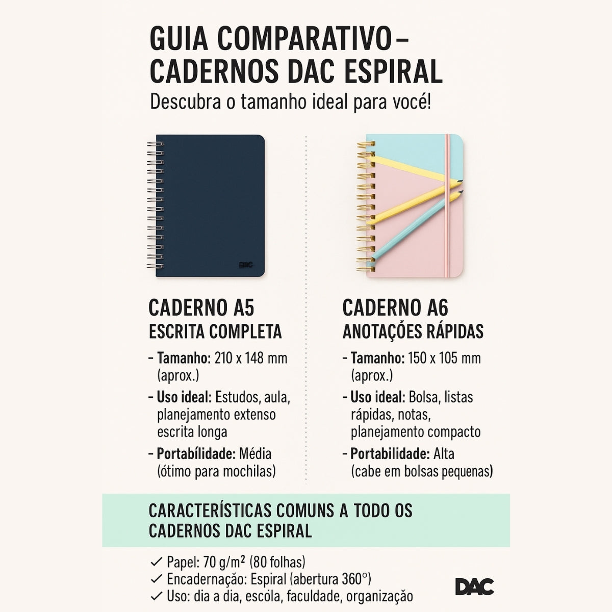Caderno Espiral em Polipropileno A5 - Lilás 70g/m² Dac - 5279