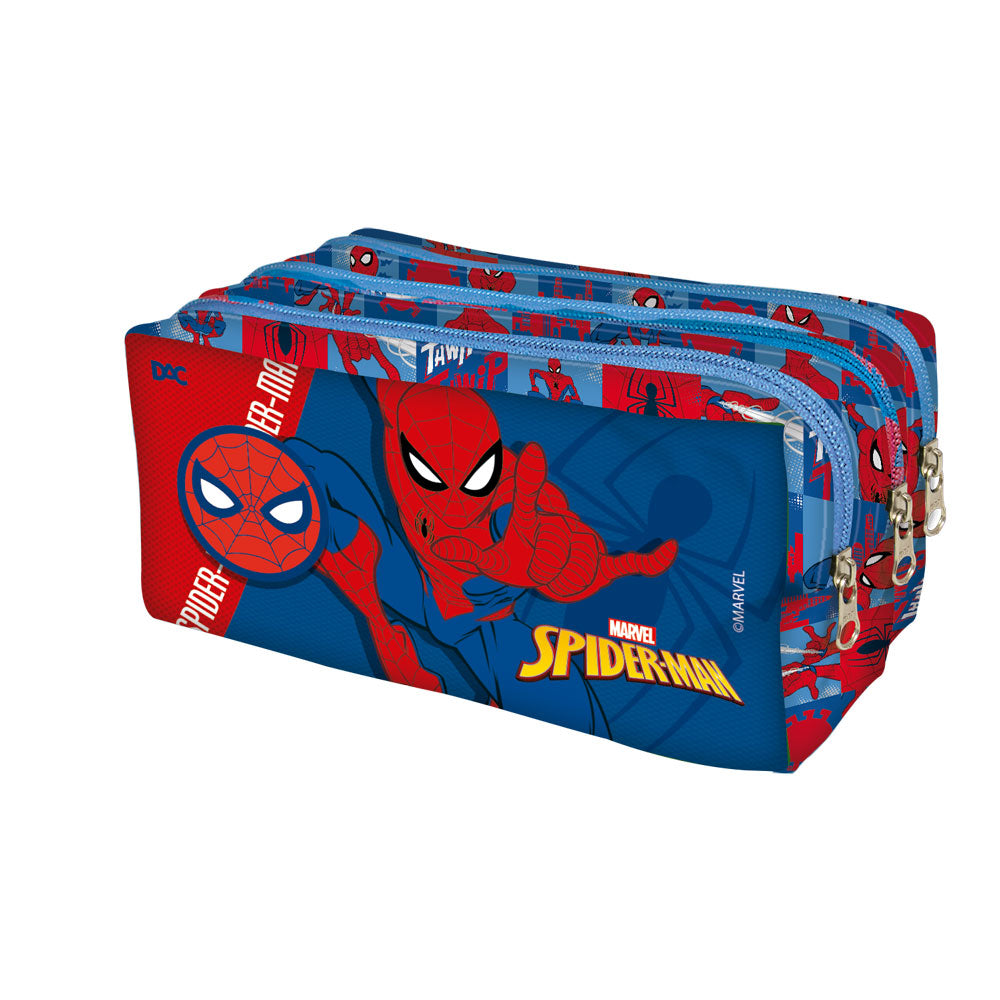 Estojo Triplo com 3 Zíperes em Tecido - Homem Aranha 19,5x11,5cm Dac - 5429