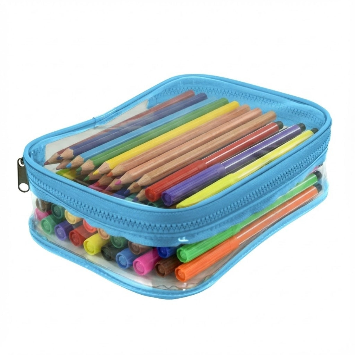 Estojo Baú Gg Pvc Cristal Azul 22,5x16cm Dac - 4349