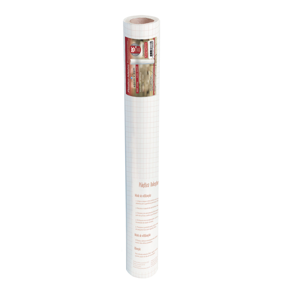 Rolo Adesivo Plástico 45cm X 25m - Transparente Dac - 1705