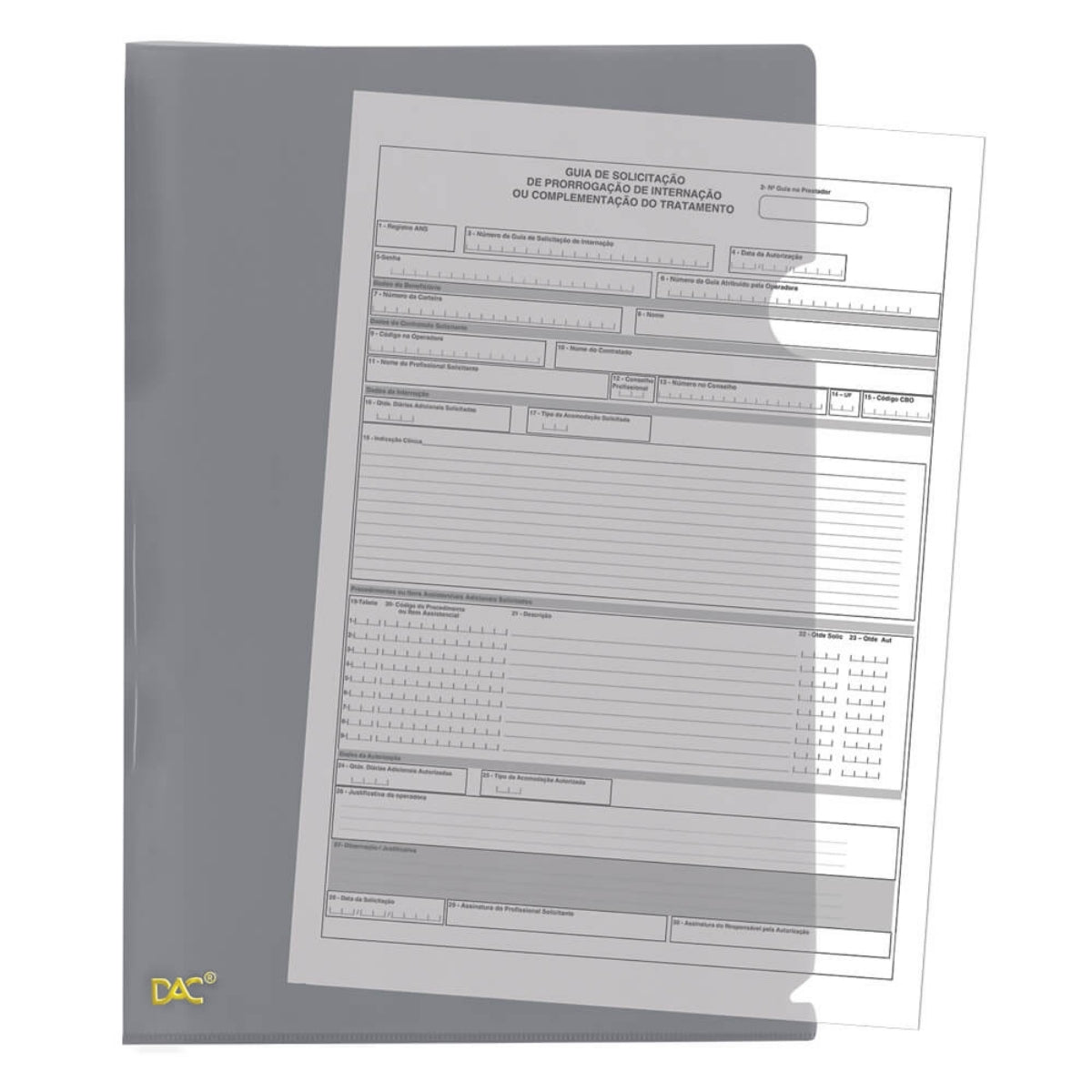 Pasta de Polipropileno em L Oficio Dac 230x325mm com 10 Unid - Fume Dac - 041pp-fm