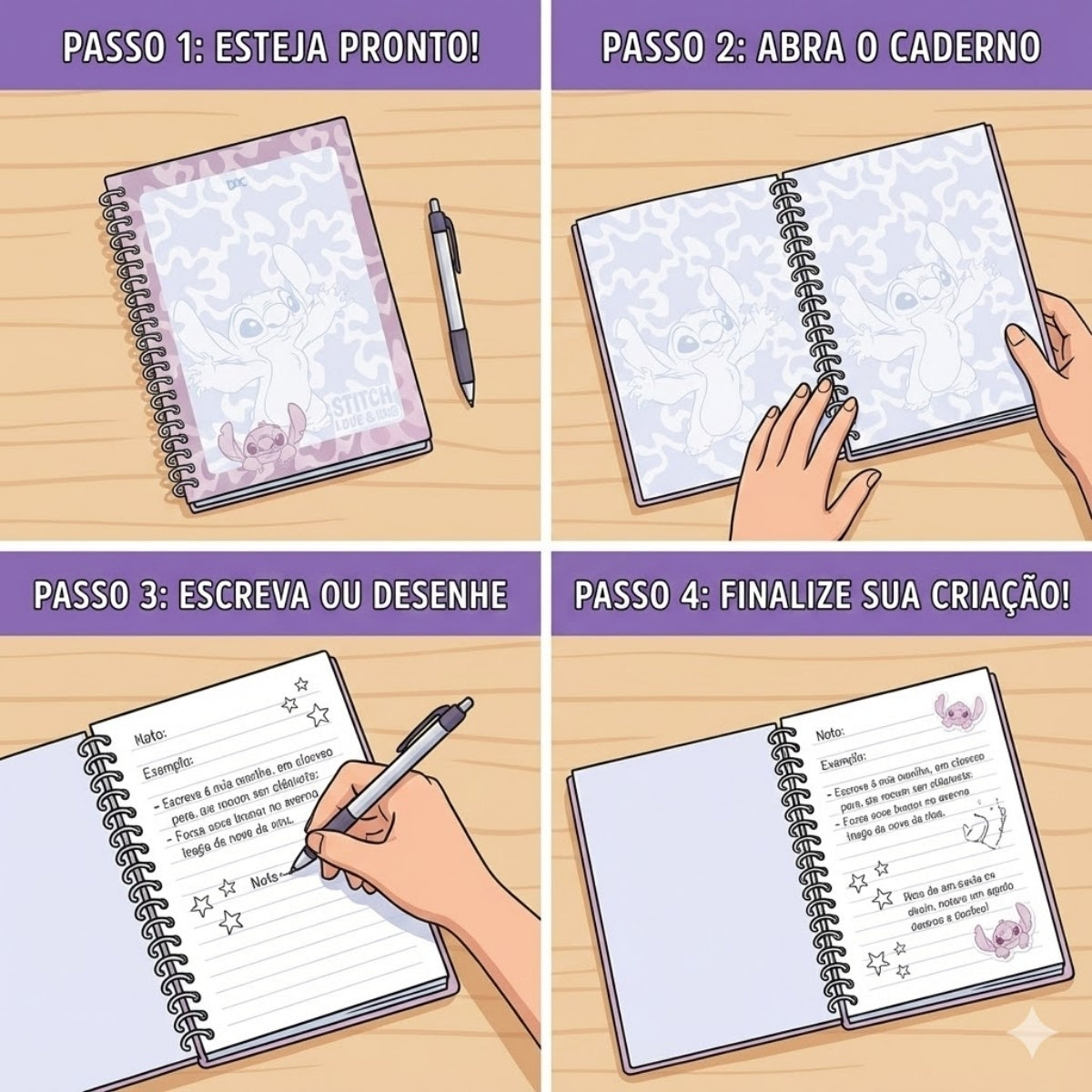 Bloco de Anotações para Caderno Smart Universitário 48 Folhas 90g/m² - Stitch 20x27,5cm Dac - 4598