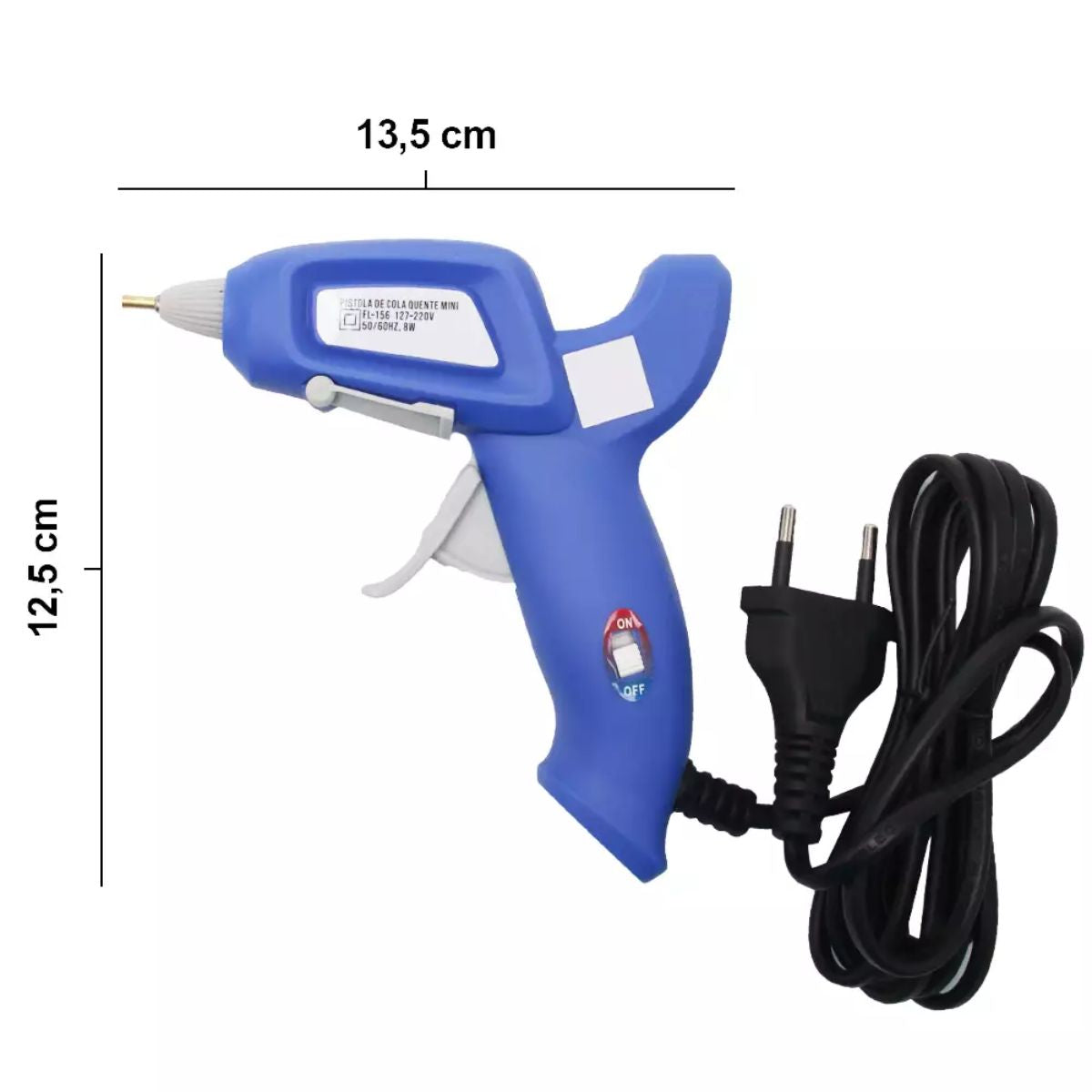 Pistola de Cola Quente Mini 7mm Arte Punto 8w Azul Bico Fino Automática Bivolt
