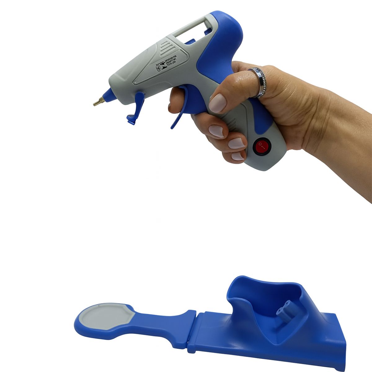 Pistola de Cola Quente 7mm Arte Punto sem Fio ou com Fio 20w Bico Fino Bivolt - Azul