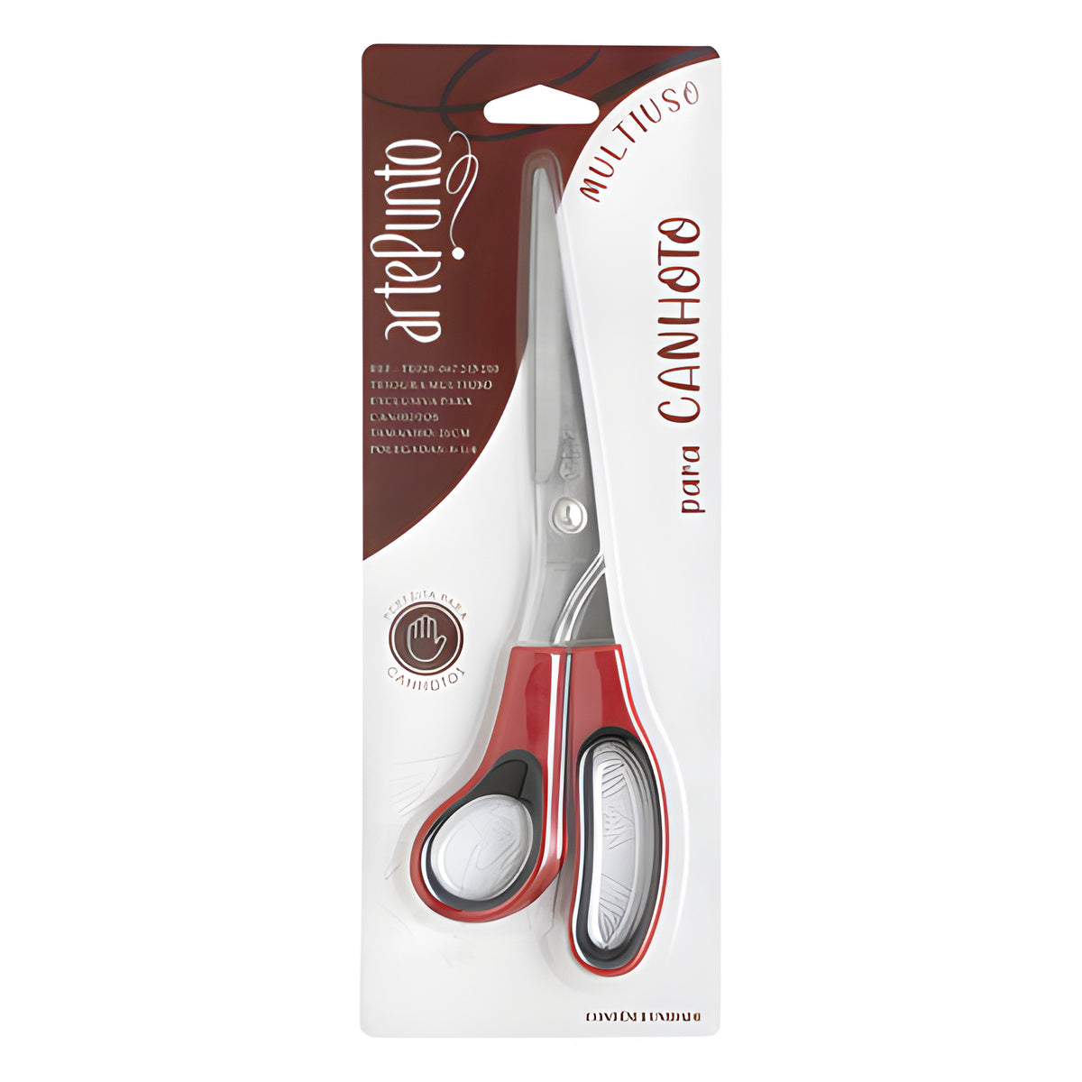 Tesoura Multiuso para Canhoto em Costura e Artesanato Vermelha e Preta 21cm - Artepunto