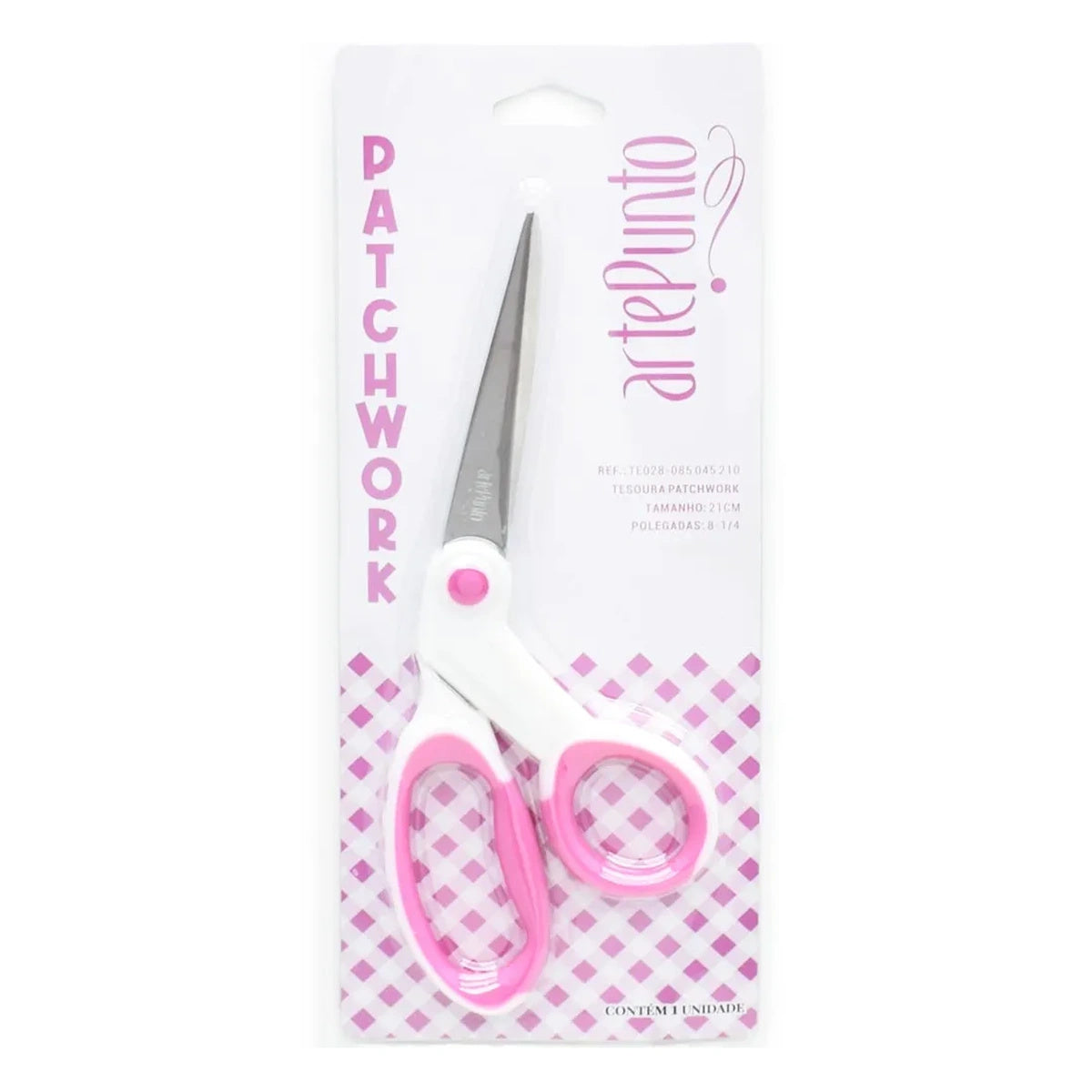 Tesoura para Patchwork Branca e Rosa 21cm - Artepunto